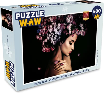 Puzzel Bloesem - Vrouw - Roze - Bloemen - Luxe - Legpuzzel - Puzzel 500 stukjes