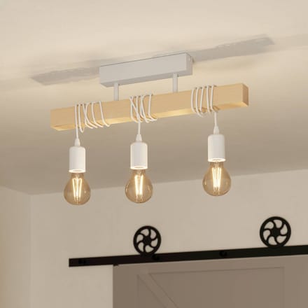 EGLO Plafondlamp Townshend van hout, 3-lamps wit