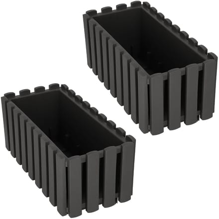 Rustieke Balkon Bloembakken - 40 cm - Grijs - 2 stuks