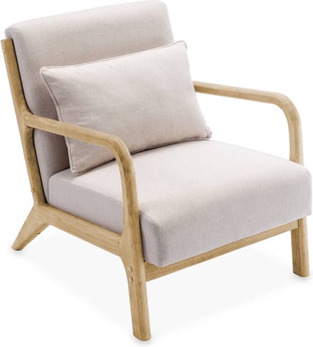 sweeek - Scandinavische fauteuil van hout en stof - lorens