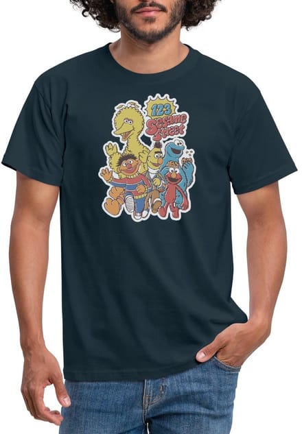 Sesamstraat 123 Sesame Street Groep T-Shirt Heren