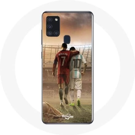 Coque - Maniacase - Samsung Galaxy A21S - Noir - Souple - Cristiano Ronaldo Messi GOAT noir