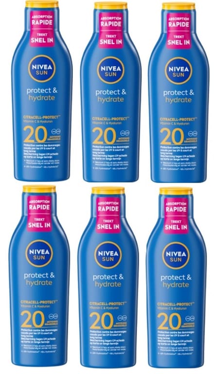 NIVEA SUN Protect & Hydrate Zonnebrand SPF 20 - Zonnecrème - Zonnemelk - Hydrateert - 6x200 ml