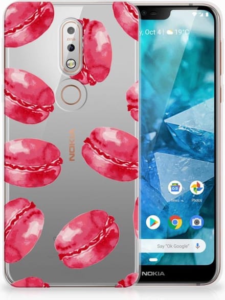Nokia 7.1 Siliconen Case Pink Macarons
