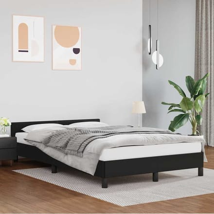 vidaXL - Bedframe - met - hoofdeinde - zonder - matras - 120x200 - cm - zwart
