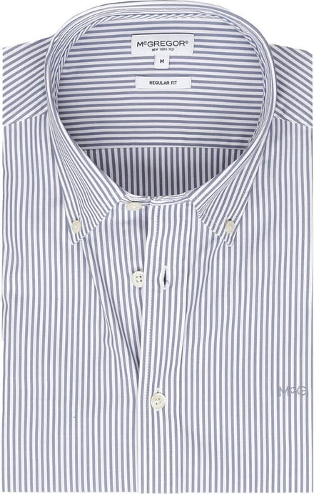 McGregor Overhemd Poplin Streep Blauw - Maat S - Heren - Overhemden Casual