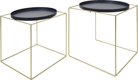 Clayre & Eef Bijzettafel Set van 2 Goudkleurig Ijzer Plantentafel