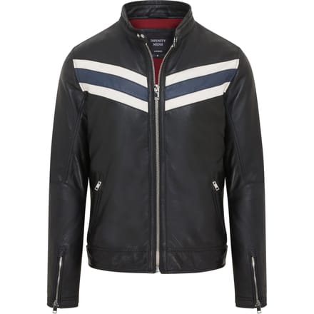 Heren Zwarte Café Racer Biker Leren Jack - Aniak