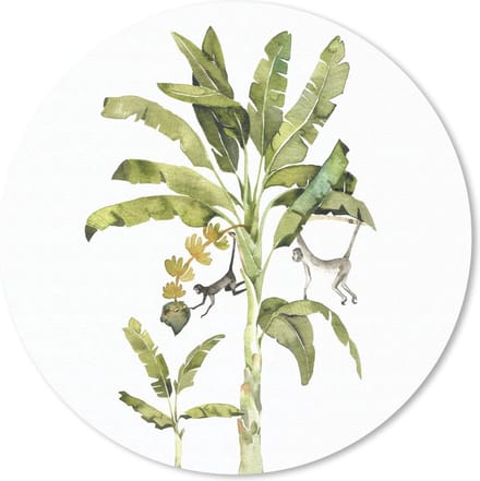 Muismat rond 20x20 cm - Mousepad Jungle - Palmboom - Aap - Ronde muismatten