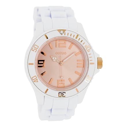 OOZOO Timepieces - Witte horloge met witte rubber band - C5064