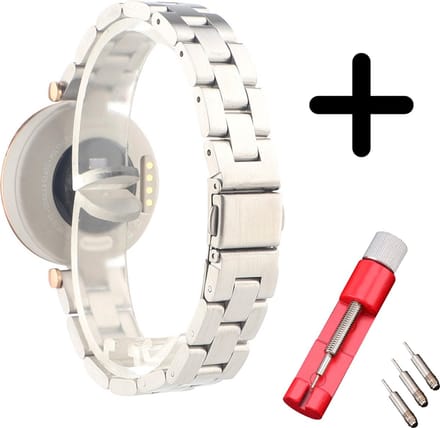 Strap-it Stalen schakel bandje - geschikt voor Garmin Lily - zilver + inkort toolkit