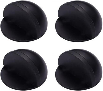 4 Stuks Ovale Vloergemonteerde Deurstoppers - Roestvrijstalen, Zwart