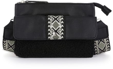 Boho Schoudertasje Teddy Zwart - PU Leer - met Luxe Verstelbare Schouderband - 22x16cm
