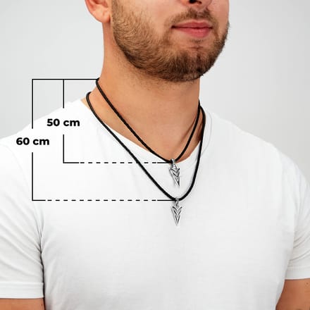 SERASAR Lederen Halsband Man [Arrow] - Zilver 60cm - Premium Sieraden