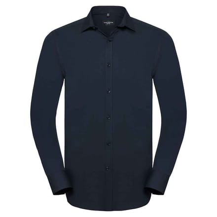 Russell Collection Heren Ultimate Stretch Slim Shirt met Lange Mouwen (Heldere marine)