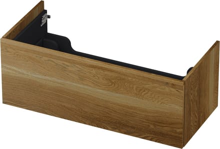 INK wastafelonderkast 1 lade greeploos push to open echt hout 100x45x38cm, massief eiken ash grey