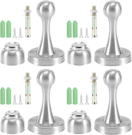 Deurstopper Set - Muurbeveiliging - Deuren Ophouden - Sterk Magnetisch - 4 Stuks - Zilverkleurig