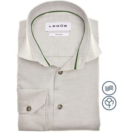 Ledûb Overhemd Easy-Care Fine-Structure Cotton Lichtgroen-Groen / male