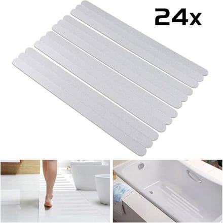 DW4Trading Zelfklevende Transparante Antislip Stickers Strips - 24 Stuks - 20x2 cm