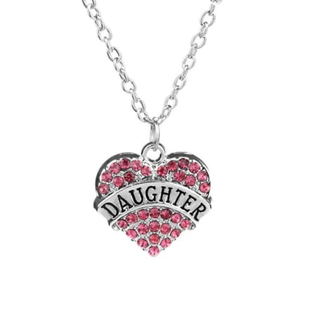 Fako Bijoux® - Ketting - Hart - Kristal - Daughter - Roze