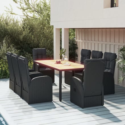 vidaXL - 9-delige - Tuinset - poly - rattan - zwart