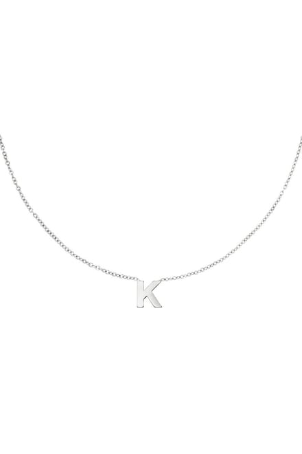 Edelstalen ketting initiaal K Zilver Stainless Steel