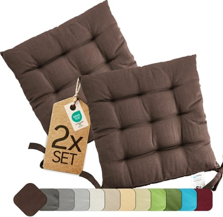 etérea Basic Zitkussen Stoelkussen - Seat Cushion 2 Stuk - 40x40 cm - Bruin