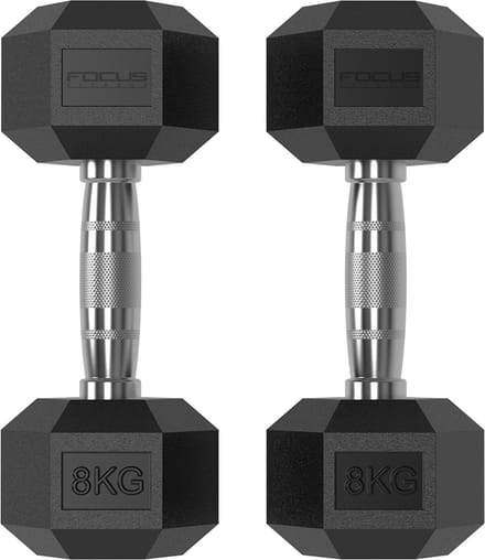 Focus Fitness - Hexa Dumbbells - 8 kg - Set van 2