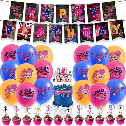 32 stuks mama lange benen feestartikelen inclusief banner ballonnen taarttoppers blue