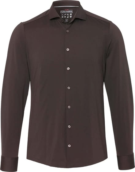 Pure The Functional Shirt Donkerbruin - Maat 45 - Heren - Overhemden Formeel