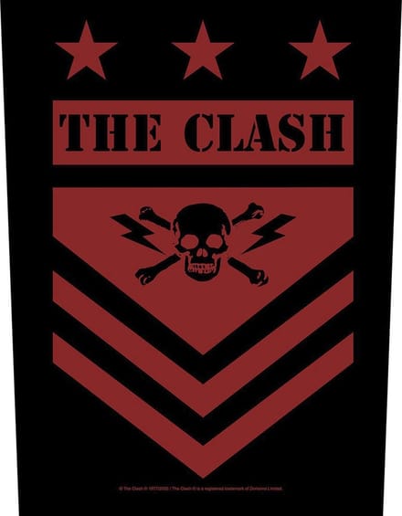 The Clash - Military Shield Rugpatch - Zwart/Rood