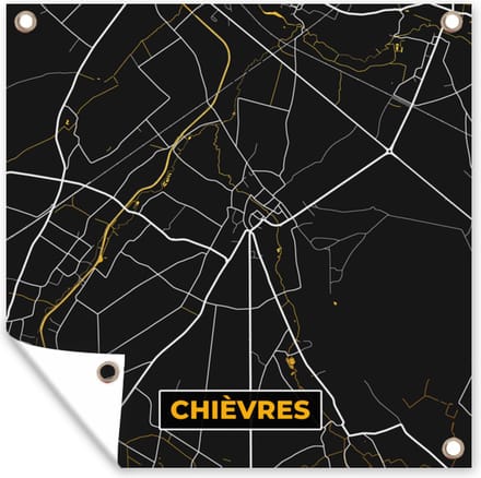 Tuindoek Stadskaart - Goud - Chièvres - Plattegrond - Kaart - 100x100 cm