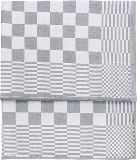 Theedoek - 65x65cm - Grijs - geblokt - 100% katoen - Set 6 stuks