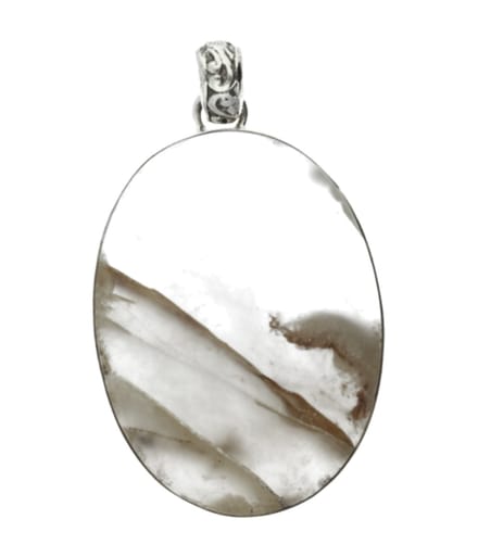 Zilveren blauwe Chalcedoon edelsteen ovaal XL hanger