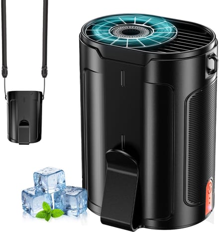 Svintora Handventilator - Draagbare Mini Ventilator 3000 mAh -Oplaadbaar NekVentilator Met koeling - 4 Standen - Zwart