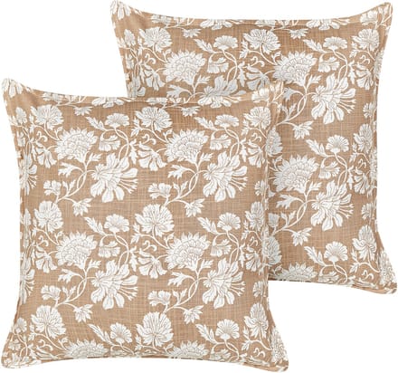 NOTELEA - Sierkussen set van 2 - Wit/Beige - 45 x 45 cm - Katoen