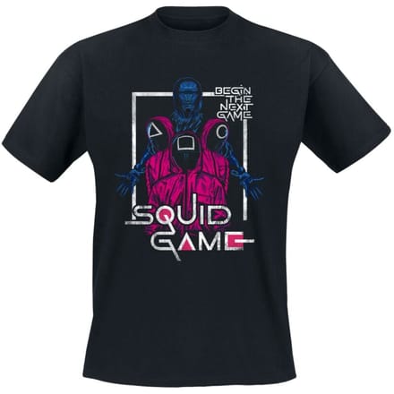 Squid Game T-shirt - Front Man And Guards - L tot 3XL - voor Mannen - zwart