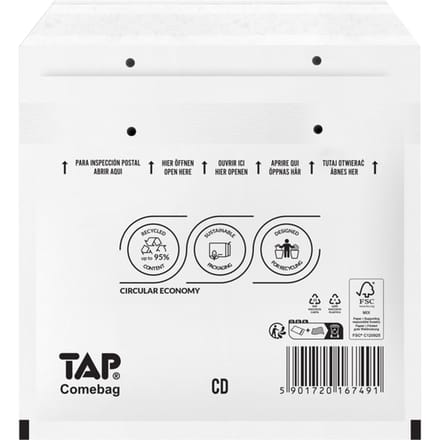 Envelop TAP Comebag luchtkussen tbv CD 200x175mm 100 stuks