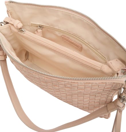 FREDsBRUDER Leren Schoudertas Weave Harmony Crossbag Stone Oud roze