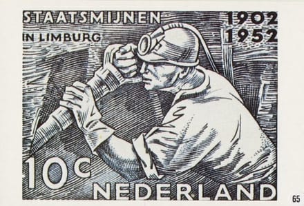 Briefkaart met afbeelding mijnwerker postzegel