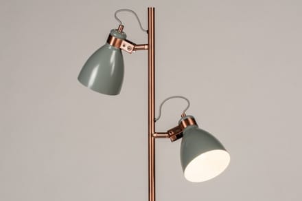 Lumidora Vloerlamp 74469 - RITA - 2 Lichts - E14 - Grijs - Koper - Roodkoper - Metaal