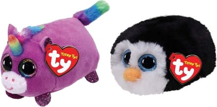 Ty - Knuffel - Teeny Ty's - Rosette Unicorn & Waddles Penguin