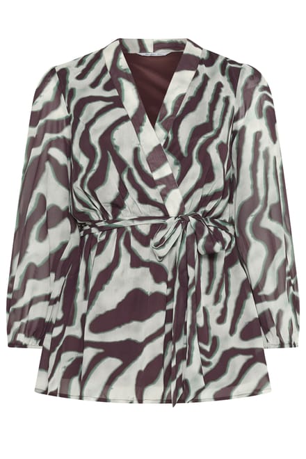Yours London Grijze Wikkeltop Met Zebraprint Size 40