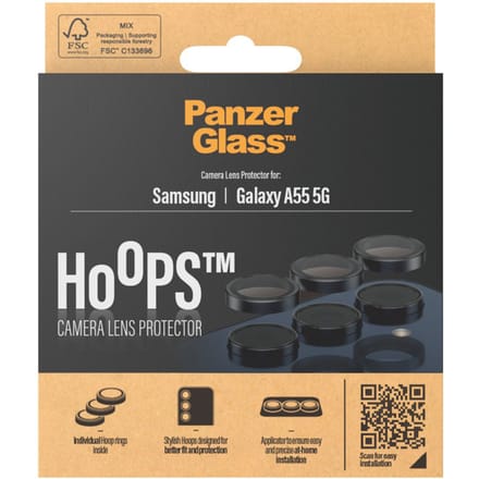 PanzerGlass Screenprotector geschikt voor Samsung Galaxy A55 Glazen | PanzerGlass Hoops Camera Lens Protector - Case Friendly