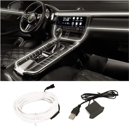 LED-lichtstrip voor het auto-interieur, 500 cm, sfeerverlichting voor de decoratie van het auto-interieur, ter decoratie van de auto (wit)