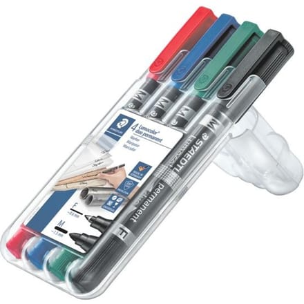 STAEDTLER Lumocolor permanent duo - permanent marker met 2 punten ( F/M) - Box 4 st