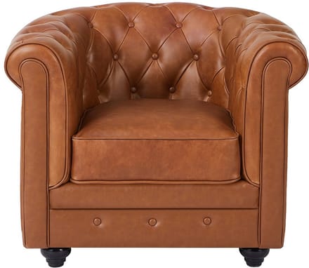 Vente-unique Fauteuil van camelkleurig vaarsleer CHESTERFIELD