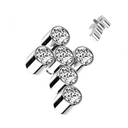 Dermal top gemmed cross 1.2mm - Zilver - LMPiercings
