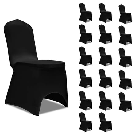 vidaXL - Stoelhoezen - stretch - 18 - st - zwart