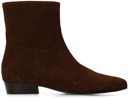 Manfield - Dames - Bruine suède enkellaarsjes - Maat 37